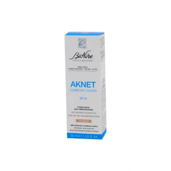Fond de ten lichid BioNike Aknet Comfort Cover, anti-imperfecțiuni, nuanța 103 Bej, SPF 30, 30 ml