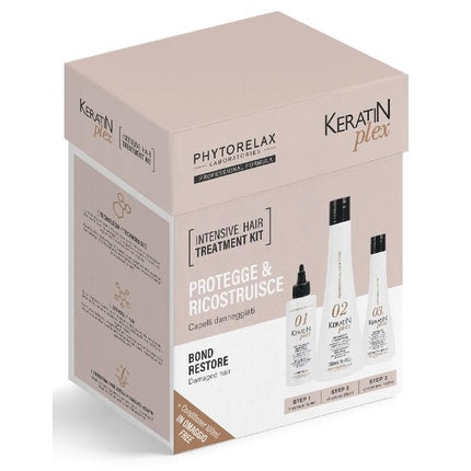 Kit Tratament Intensiv Păr, Phytorelax, Keratin Plex, Set 3 Etape, 150ml + 250ml + 100ml