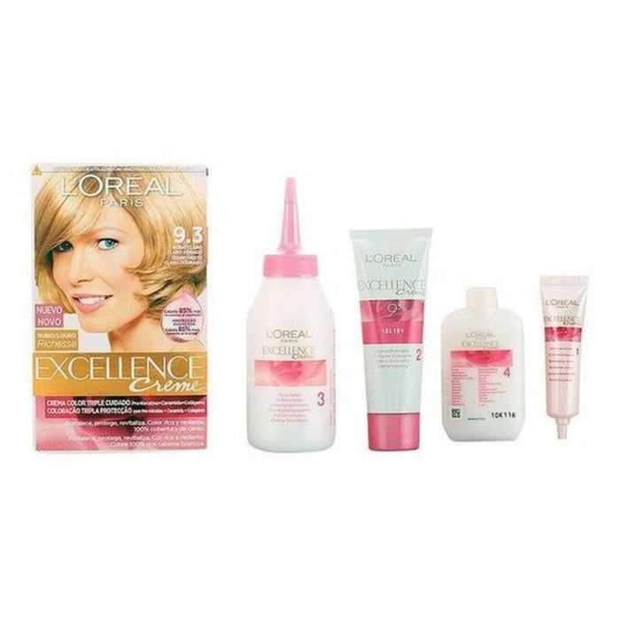 Vopsea permanentă de păr L'Oreal Paris Excellence, nuanța 9.3 Blond deschis auriu, 192 ml