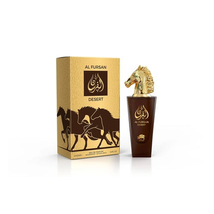 Parfum Al Fares Al Fursan Desert, EDP, 100ml, sticlă maro cu dop cap de cal auriu