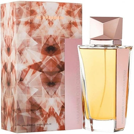 Parfum Al Haramain Oud Cambodi Intense 50ml, sticlă geometrică, capac metalic