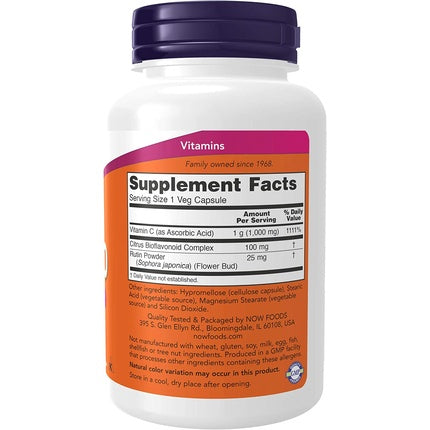 Vitamină C-1000, NOW Foods, 100 Veg Capsule, Antioxidant, Bioflavonoizi