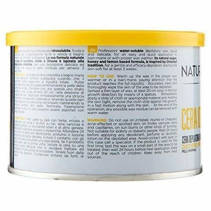 Ceară depilatorie hidrosolubilă Naturaverde Pro cu zahăr, miere și lămâie, 234 g
