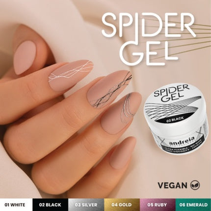 Gel Creare Artă Unghii Spider, Andreia Professional, Negru, 30g