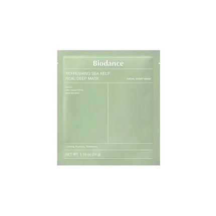 Biodance Refreshing Sea Kelp Real Deep Mask, Față, 34 g, Verde
