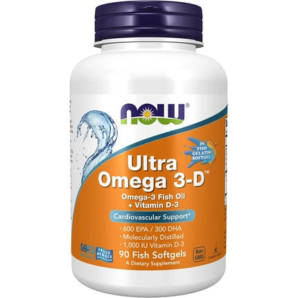 Supliment nutritiv Now Foods Omega-3 cu Vitamina D3, 90 capsule moi