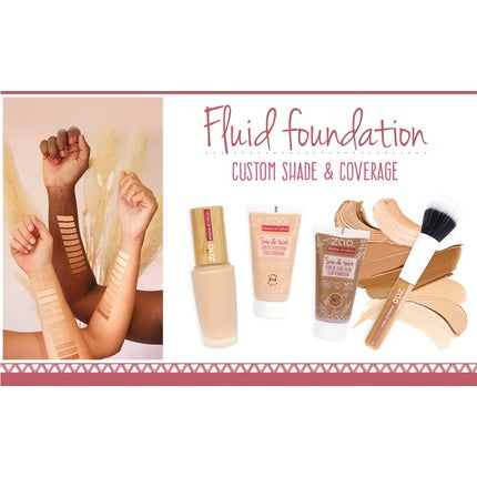 Fond de ten lichid vegan Zao, Refill Silk Foundation Bio, cu unt de shea și uleiuri, culoare Cream Beige, 30 ml