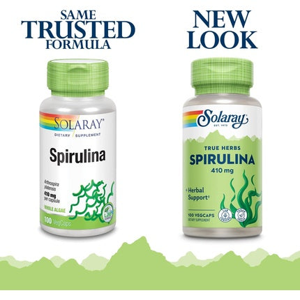 Supliment alimentar, Solaray, Spirulina 410 mg, verde