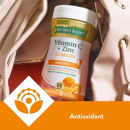 Gumivitamine Nature's Bounty, Vitamin C + Zinc, portocaliu, 60 buc