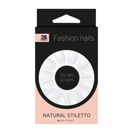 Unghii Artificiale Stil Stiletto 2B - 24 Bucăți Alb Natural