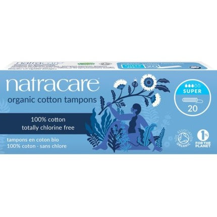 Tampoane Natracare din Bumbac Organic Super, ambalaj cu 20 bucăți