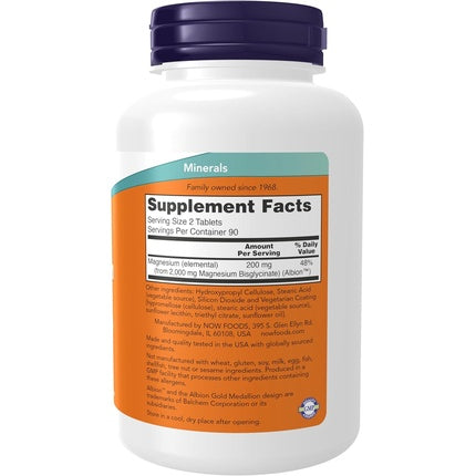 Magnesium Glycinate, NOW Foods, Highly Absorbable, 180 Capsules