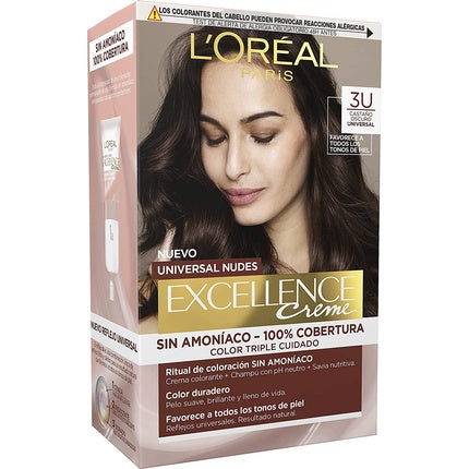 Vopsea de păr, L'Oréal Paris, Excellence Creme 3U, brunet închis