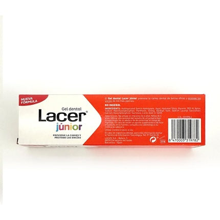 Gel Dentar Lacer Junior, 75ml, Gust de căpșuni