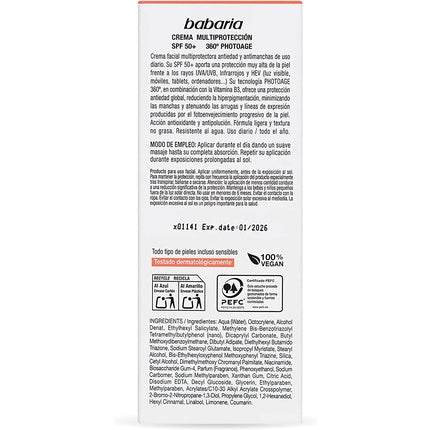 Cremă Solară Față, Babaria, SPF50+, 50 ml, Alb