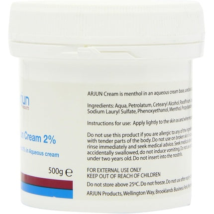 Cremă hidratantă, Arjun, 2% Mentol, 500g