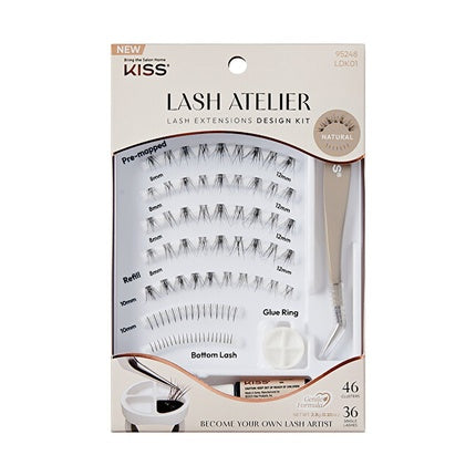 Set Gene False Kiss Lash Atelier Design 01, Natural, cu pensulă și adeziv