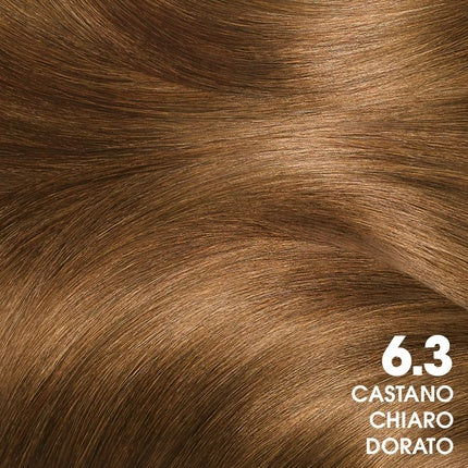 Vopsea de păr permanentă Garnier Olia 6.3 Castaniu deschis, uleiuri, 100% acoperire păr alb
