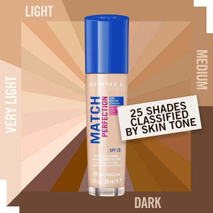 Fond de ten, Coty Rimmel London, Match Perfection, 30ml, Porţelan deschis
