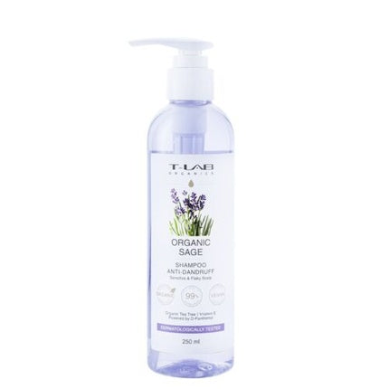 Șampon Anti-Mătreață, T-LAB Organics, cu Salvie Organică, 250 ml, ambalaj cu pompă