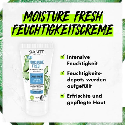 Sante Naturkosmetik Moisture Fresh, Cremă de zi cu Acid Hialuronic și Squalan, 50 g
