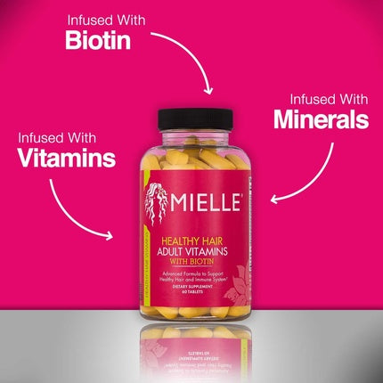 Vitamine păr sănătos, Mielle Organics, biotină, 60 capsule