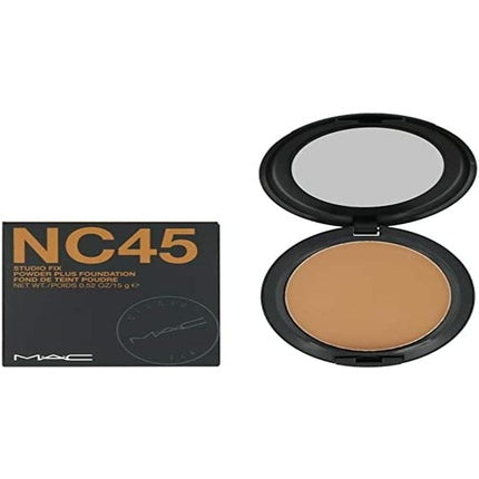 Fond de ten pudrat, MAC Studio Fix Powder Plus Foundation NC45, pudră compactă mată