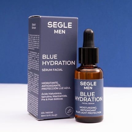 Serum Facial Hidratant Segle Clinical Blue Hydration pentru Bărbați - Ambalaj Sticlă Maro cu Pipetă
