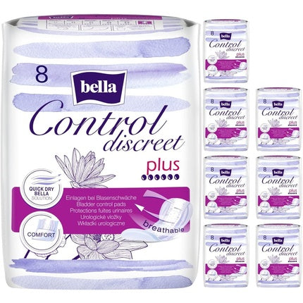 Bella Control Discreet Hygiene Pads Plus, 8 pungi a câte 8 bucăți