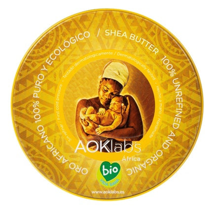 Cremă pentru corp AOKlabs, Unt de Shea 100% Pur nealterat, 100ml/100g, ambalare sticlă cu capac galben