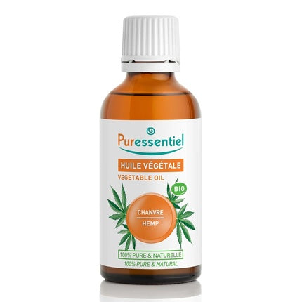 Ulei corporal Puressentiel Organic Hemp Vegetable Oil, ambalaj sticlă amber, certificare Bio