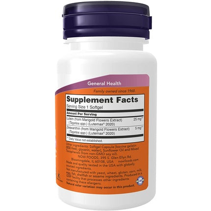 Supliment Nutrițional NOW Foods Lutein & Zeaxanthin 60 Capsule Moi