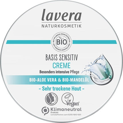 Creamă pentru față, Lavera, Basis Sensitive, cu Aloe Vera și Ulei de Migdale, 150ml