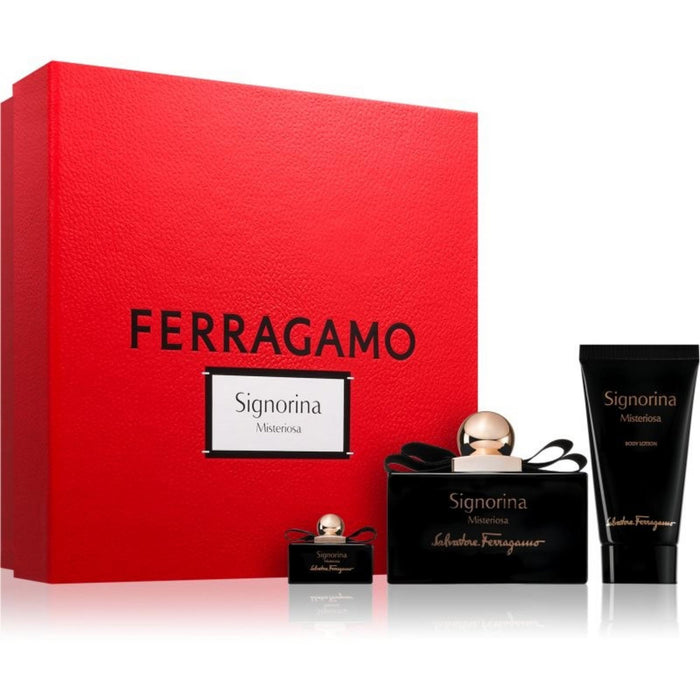 Set Salvatore Ferragamo Signorina Misteriosa, pentru femei: apă de parfum 50 ml + apă de parfum 5 ml + loțiune de corp 50 ml