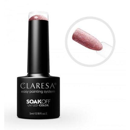 Gel Polish Claresa - Soak Off UV/LED Gel Full Glitter, roz metallic, 4.5ml