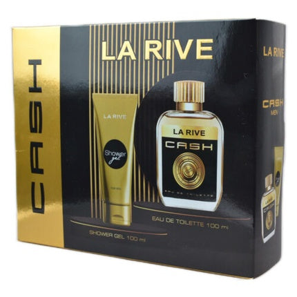Set Cadou Parfum La Rive Cash, EDP 100ml + Gel Duș 100ml, Negru/Auriu