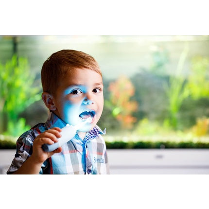 Perie de dinți electrică Innogio GIOgiraffe pentru copii, albastră, cu lumină colorată