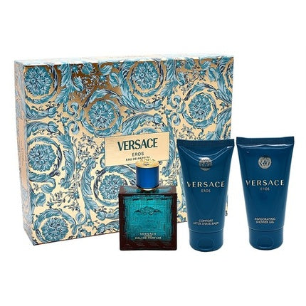 Set Parfum Versace Eros, 50ml, Apă de Parfum, Gel de Duș, Balsam pentru După Barbierit, Set Cadou