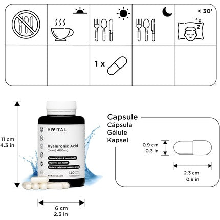 Capsule Acid Hialuronic Hivital, 400mg, 120 Vegană