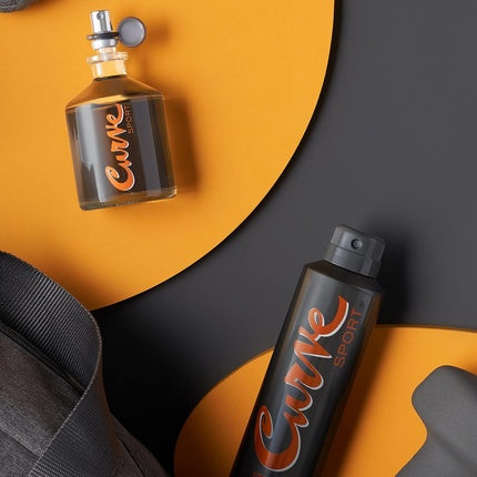 Aerosol pentru bărbați, Liz Claiborne Curve Sport, 125ml, sticlă transparentă cu eticheta portocalie
