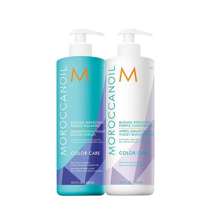 Set Șampon și Balsam Moroccanoil Blonde Perfecting, 500ml + 500ml