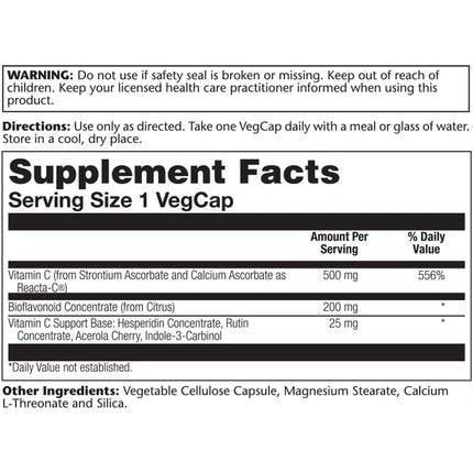 Supliment Vitamină C, Solaray, Reacta-C & Bioflavonoids Veg Cap, 500 mg, 60 buc