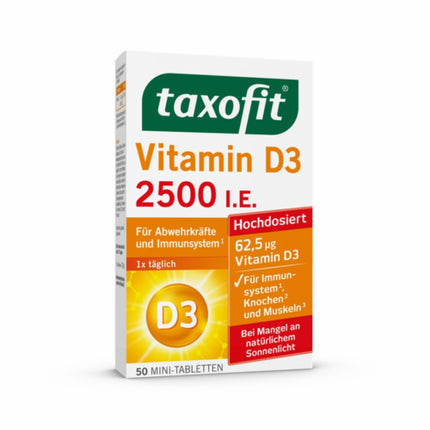 Tablete Vitamina D3, Taxofit, 2500 IU, 50 buc
