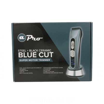 Mașină de tuns păr Albi Pro Blue Cut, model Super Motor Trimmer, culoare albastru argintiu