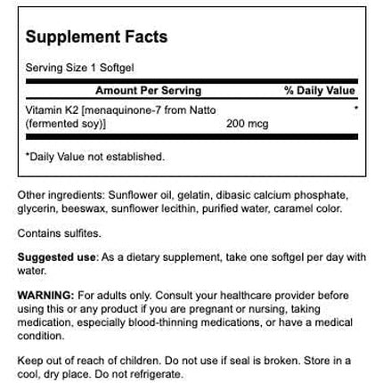 Supliment Vitamin K2 Menaquinone-7, Swanson Maximum Strength, 30 capsule, 200mcg