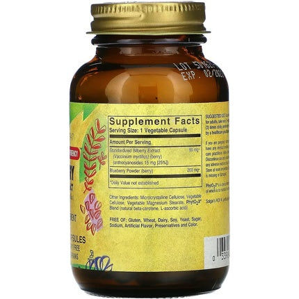 Solgar Bilberry Berry Extract Capsule Vegetale, Supliment Alimentar, 60 Capsule