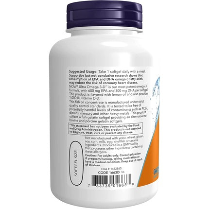 Supliment nutritiv Now Foods Omega-3 cu Vitamina D3, 90 capsule moi