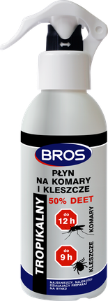 Bros Pufar de protecție insecte, Tropikal, 50% DEET, 130ml