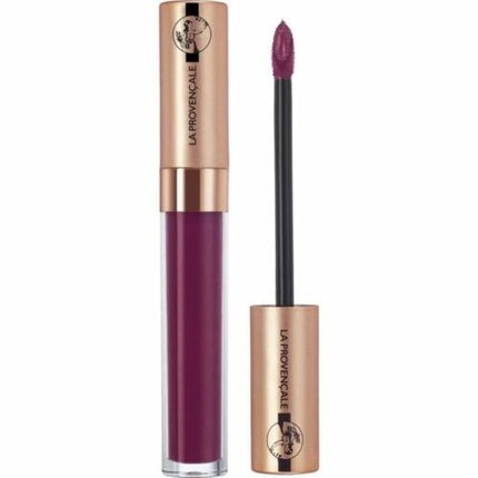 Ruj lichid mat La Provençale Bio - Senanque Plum No 150, culoare mov închis, ambalaj din sticlă și metal auriu