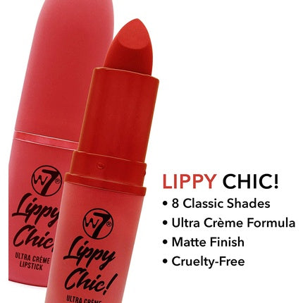 Baton de ruj W7 Lippy Chic Tongue & Cheek, culoare roșu-coral